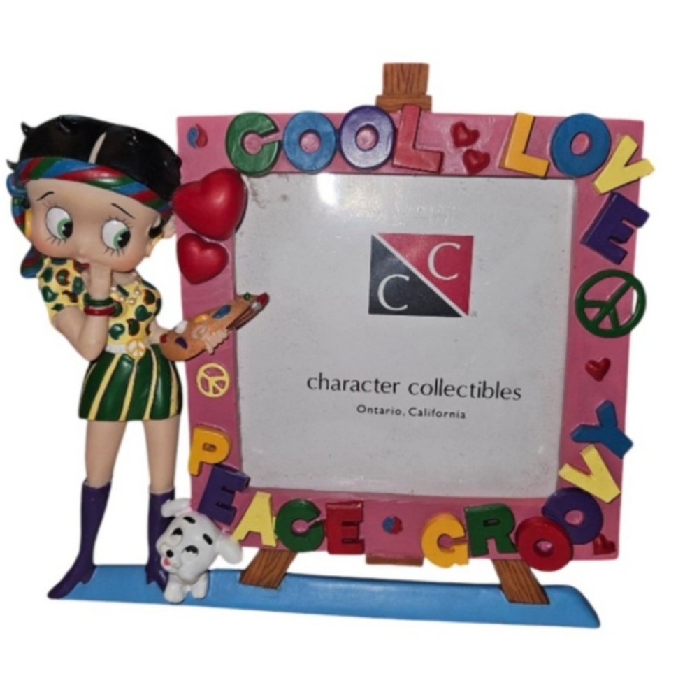 Character Collectibles Vintage Betty Boop Hippie 3D Flowers Picture Frame Rare